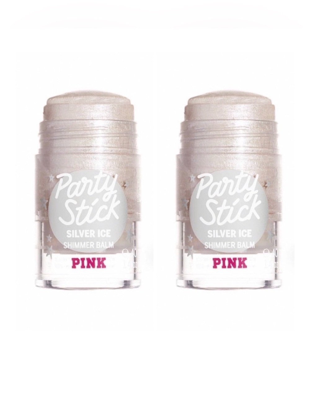 Victoria's Secret PINK Party Stick Silver Ice Shimmer Balm ~ 1.4 oz. (Lot of 2)